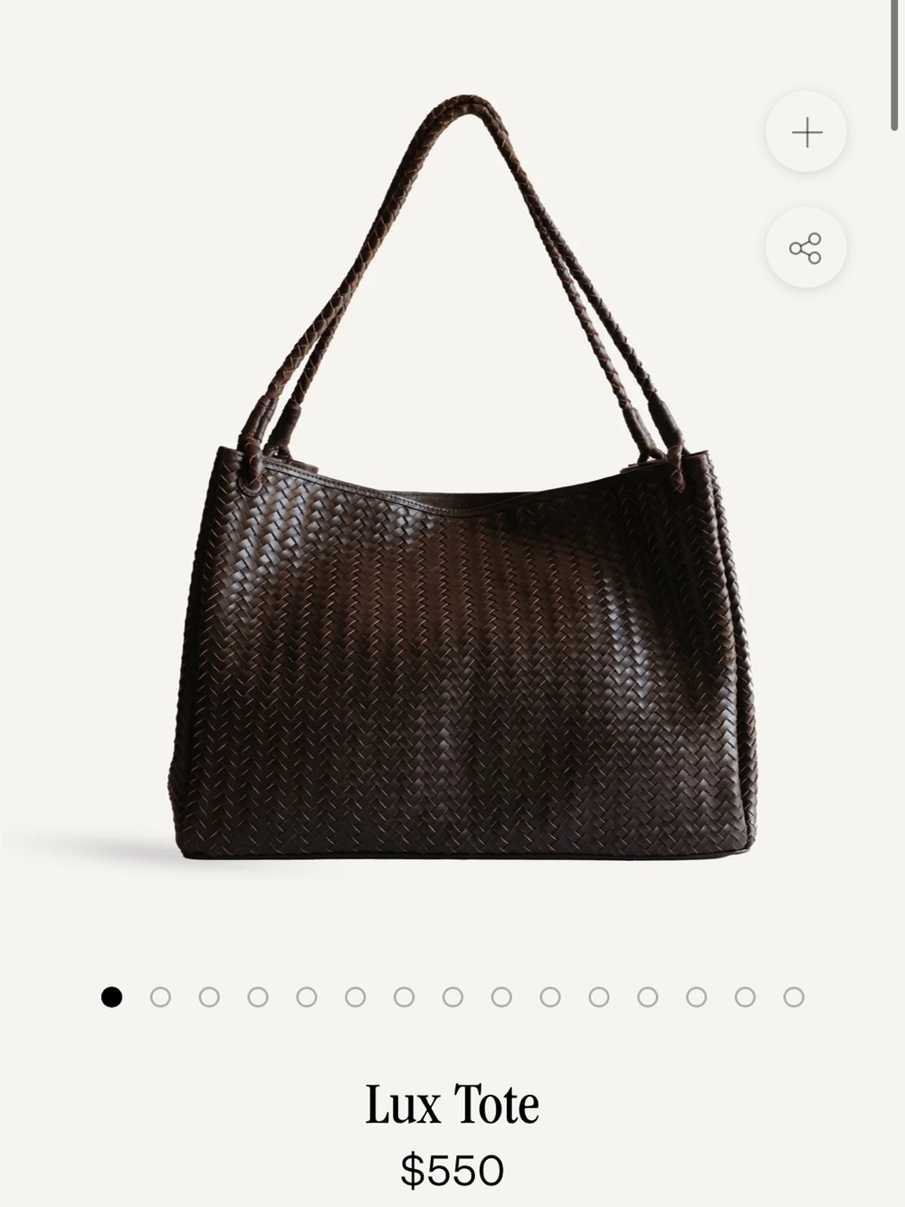 Woven Leather Tote Bag in Dark Brown